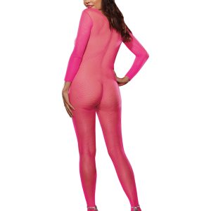 BODY STOCKING NEON PINK OPEN CROTCH Q/S
