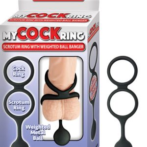 MY COCKRING VIBRATING SCROTUM W WEIGHTED BALL BANGER BLACK
