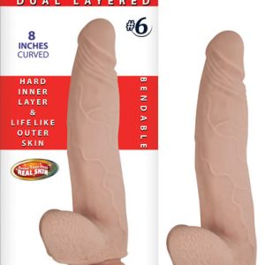 REAL COCKS DUAL LAYERED #6 FLESH CURVED 8 "