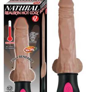 NATURAL REALSKIN HOT COCK #2 BROWN VIBRATING DILDO