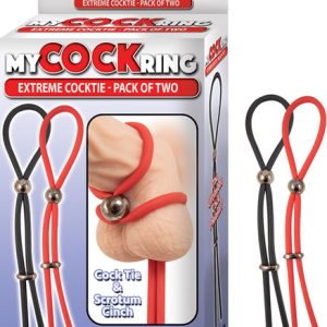 MY COCKRING EXTREME COCKTIE 2 PACK- BLACK & RED