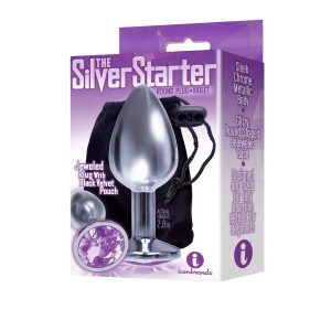9'S SILVER STARTER BEJEWELED STEEL PLUG VIOLET