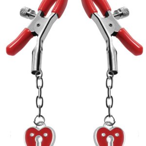 MASTER SERIES CHARMED HEART PADLOCK NIPPLE CLAMPS