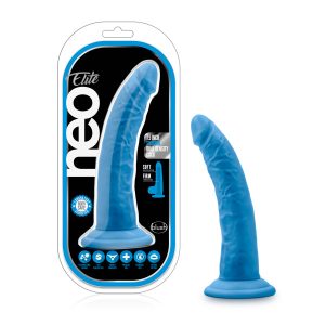 NEO ELITE 7.5IN SILICONE DUAL DENSITY COCK NEON BLUE