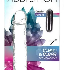 ADDICTION CRYSTAL 7 VERTICAL DONG CLEAR TPE W/ BULLET "