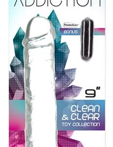 ADDICTION CRYSTAL 9 VERTICAL DONG CLEAR TPE W/ BULLET "