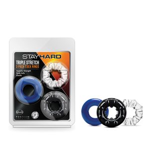 STAY HARD TRIPLE STRETCH 3 PK COCK RING MULTI COLOR