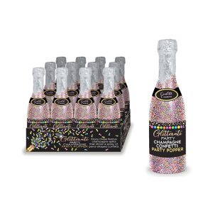 GLITTERATI CHAMPAGNE CONFETTI POPPERS 12PC DISPLAY
