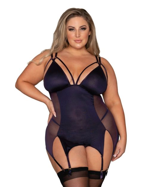 DG12489XEGPplussizemicrofibermeshgarterslip
