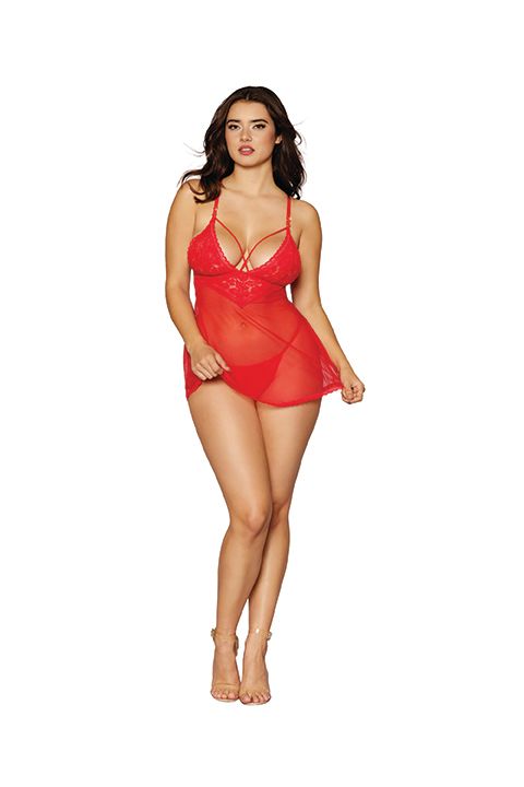 DG12701LRDlacemeshbabydollredos