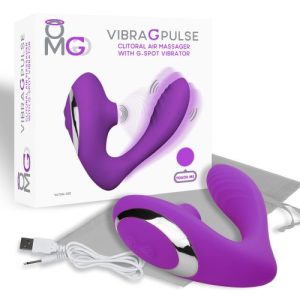 OMG VIBRA G PULSE CLITORAL SUCTION MASSAGER W/ G-SPOT VIBRATOR PURPLE