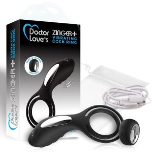 DOCTOR LOVE ZINGER+ VIBRATING RECHARGEABLE COCK RING W/ REMOTE BLACK