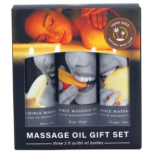 EDIBLE OIL MASSAGE GIFT SET BOX 3 2OZ BOTTLES TROPICAL