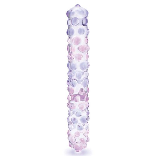 ELGLAS509purplerosenubbyglassdildo9in