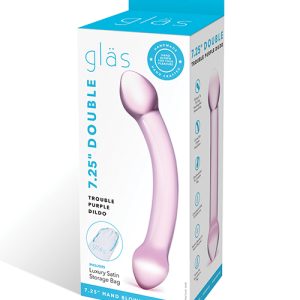 GLAS DOUBLE TROUBLE PURPLE DILDO