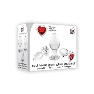 (D)ADAM & EVE RED HEART GEM GL PLUG SET