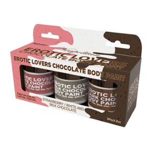 EROTIC CHOCOLATE BODY PAINTS WHITE MILK & STRAWBERRY