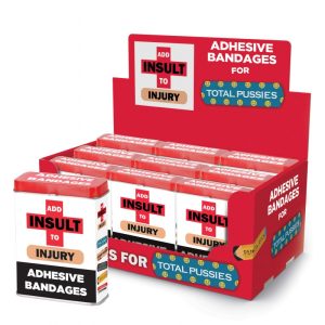 ADD INSULT TO INJURY BANDAIDS W/ ASST SAYINGS 9 PC DISPLAY