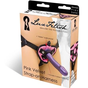 VELVET KNIT STRAP ON HARNESS PINK