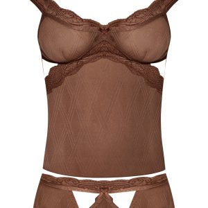 (D)CARAMEL KISS CAMI & SPLIT CROTCH BOY SHORT CARAMEL 2XL