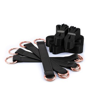 BONDAGE COUTURE TIE DOWN STRAPS BLACK W/ ROSE GOLD
