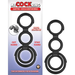 MY COCKRING QUATTRO-COCK & SCROTUM RINGS BLACK