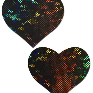 PASTEASE LOVE SHATTERED GLASS DISCO BALL BLACK HEART NIPPLE PASTIES