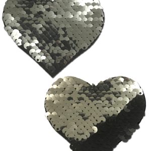 PASTEASE SILVER & BLACK COLOR CHANGING SEQUIN HEARTS