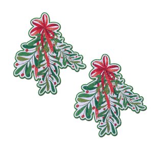 PASTEASE XMAS WINTER MISTLETOE W/ RED BOW