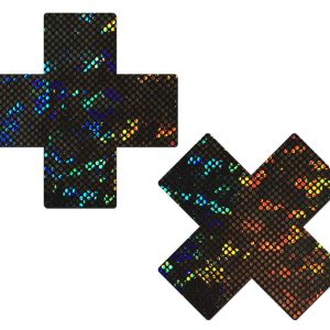 PASTEASE SHATTERED GLASS DISCO BALL GLITTER BLACK CROSS