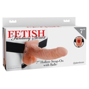 FETISH FANTASY 7 HOLLOW STRAP ON W/BALLS FLESH "