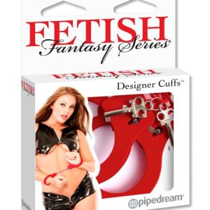 FETISH FANTASY DESIGNER RED METAL HANDCUFFS