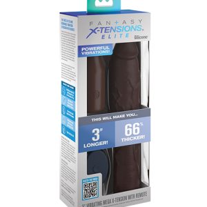 FANTASY X-TENSIONS ELITE 9IN SLEEVE W/ VIBRATING PLUG BROWN