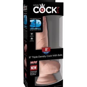 KING COCK PLUS 8 IN TRIPLE DENSITY W/ BALLS LIGHT
