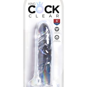 KING COCK CLEAR 6 IN COCK W/O BALLS