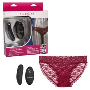 REMOTE CONTROL LACE PANTY SET S/M BURGUNDY