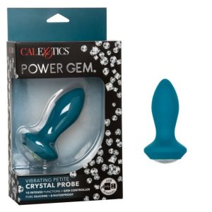 )POWER GEM VIBRATING PETITE CRYSTAL PROBE- BLUE