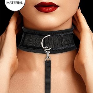 VELVET & VELCRO COLLAR & LEASH ADJUSTABLE BLACK