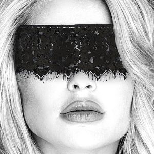B&W LACE MASK WITH ELASTIC STRAP