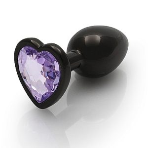 HEART GEM BUTT PLUG SMALL GUNMETAL AMETHYST