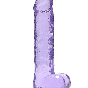 REALROCK 9IN REALISTIC DILDO W/ BALLS CLEAR PURPLE