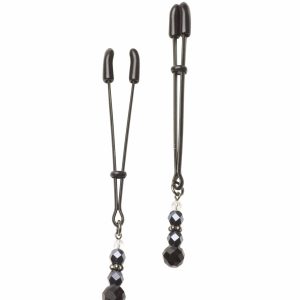 BLACK TWEEZER CLAMP BLACK W/BEADS