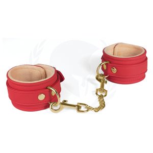 PLUSH LINED RED PU WRIST CUFFS