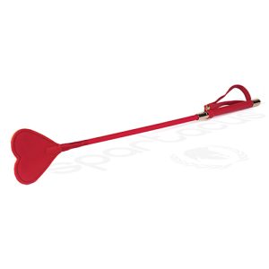 PLUSH LINED RED PU HEART SHAPE TIP RIDING CROP