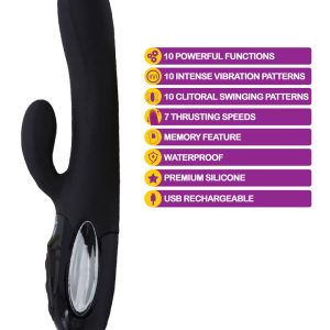 VIBEN HYPNOTIC THRUSTING RABBIT W/ CLIT STIM BLACK
