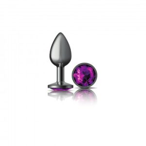 CHEEKY CHARMS ROUND PURPLE SMALL GUNMETAL BUTT PLUG