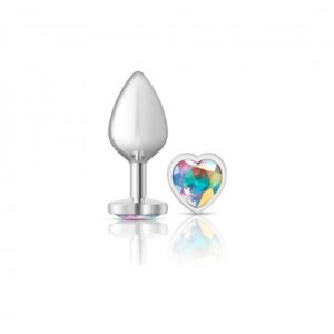 CHEEKY CHARMS HEART CLEAR IRIDESCENT MEDIUM SILVER PLUG