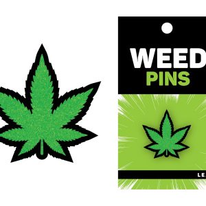 GREEN GLITTER LEAF PIN (NET)