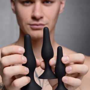 MASTER SERIES TRIPLE SPIRE TAPERED SILICONE ANAL TRAINER 3PC SET