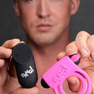 BANG! SILICONE COCK RING & BULLET W/ REMOTE PINK